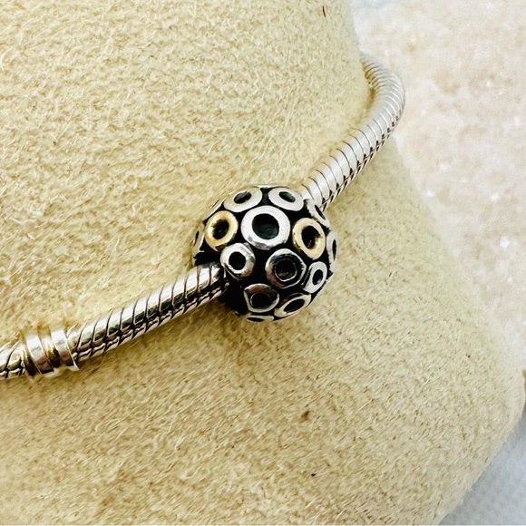 EUC Pandora 790325 Sterling Silver w/ 14K Yellow Gold Oh! Charm - Picture 7 of 17